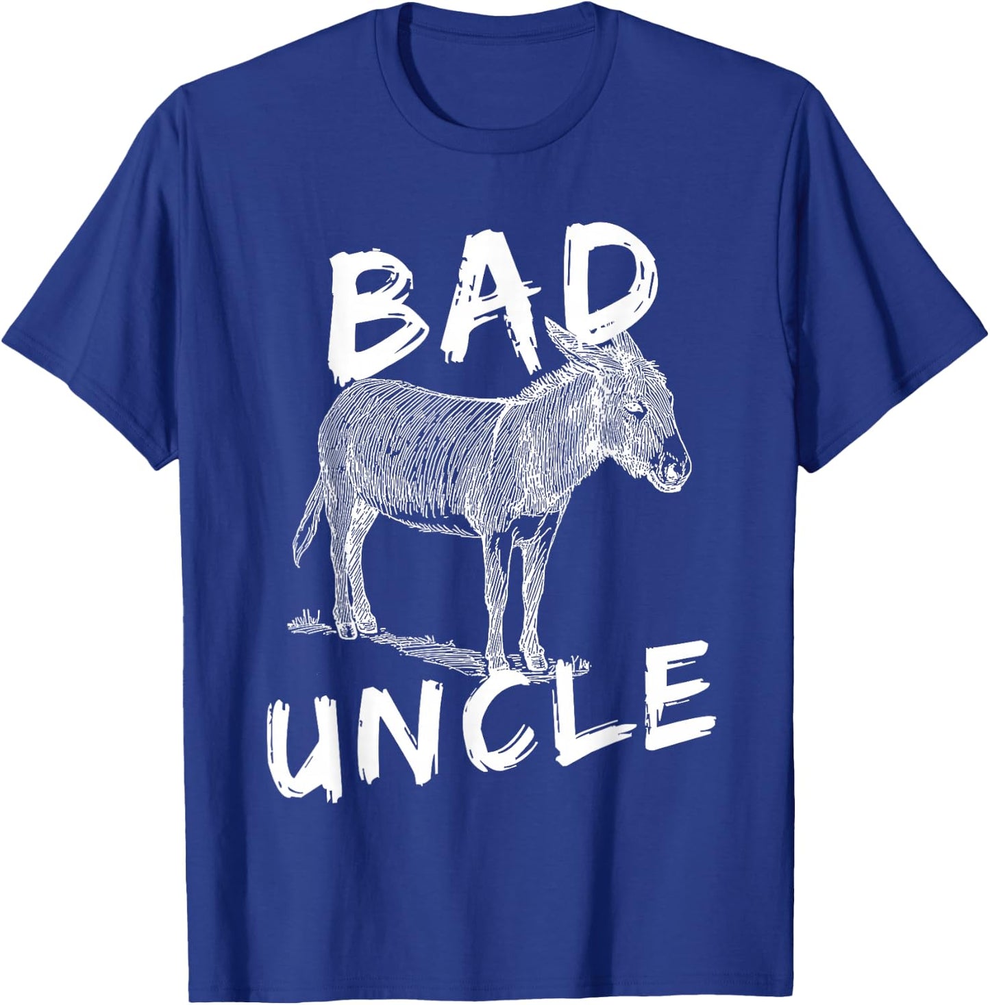 Bad Ass Uncle Donkey Graphic Design Hand Drawn Donkey Art T-Shirt - T-Shirt | Royal