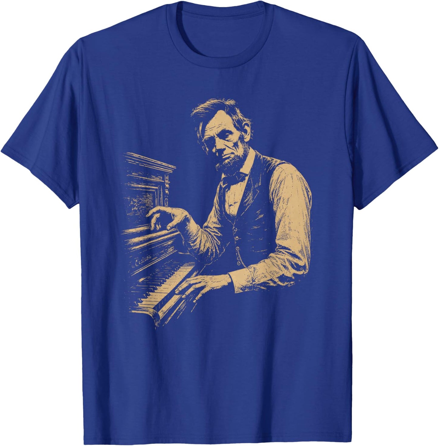 Abraham Lincoln Playing The Piano Funny Pianist Music Humor T-Shirt - T-Shirt | Royal