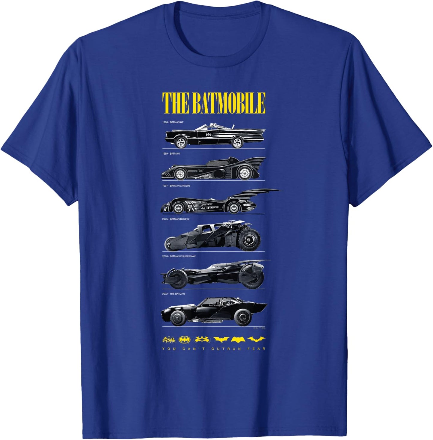 Batman 85th Anniversary Batmobile on Dark T-Shirt - T-Shirt | Royal