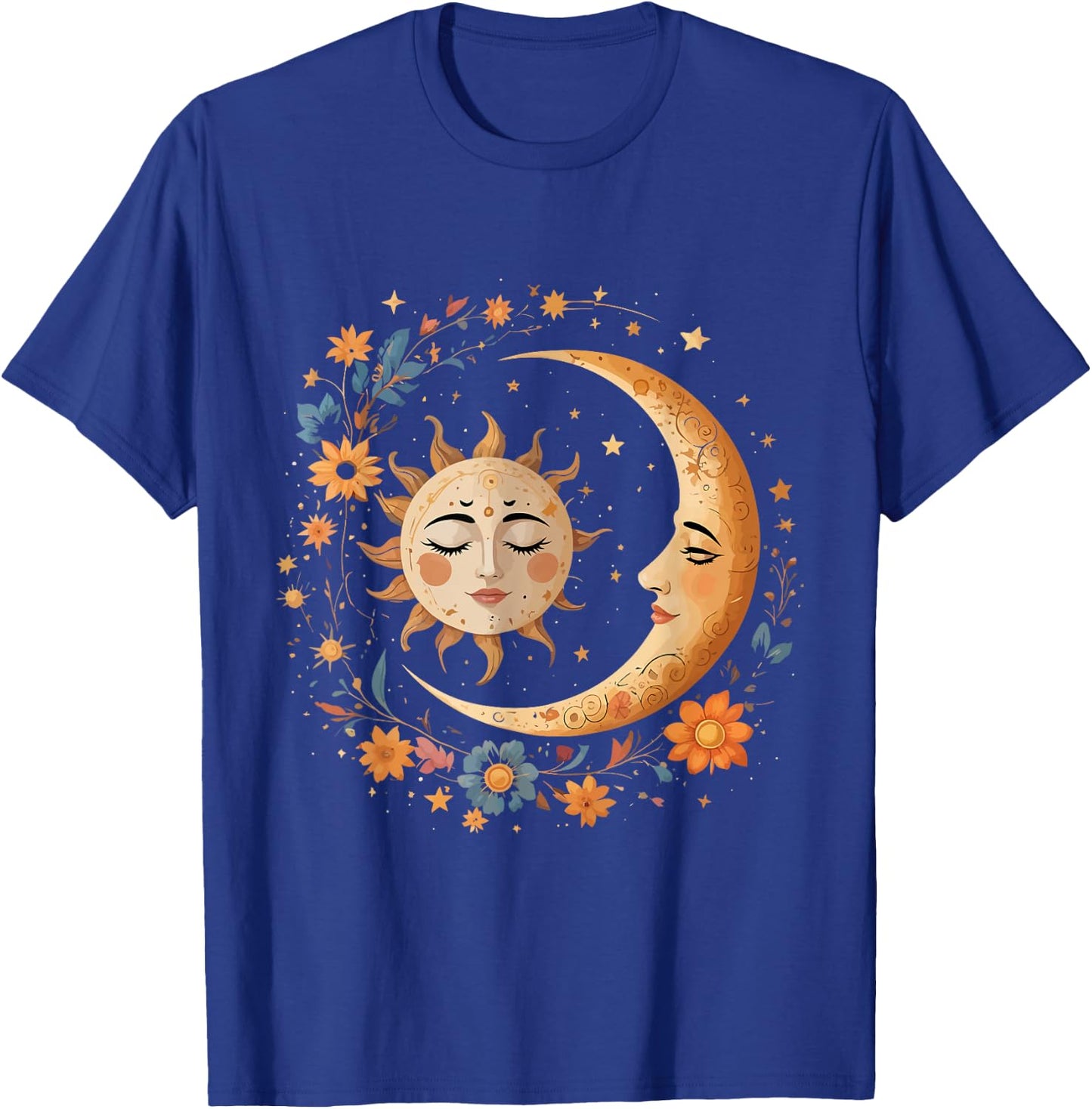 Vintage Celestial Sun Moon Boho Shirt Mystic Astrology Lover T-Shirt - T-Shirt | Royal