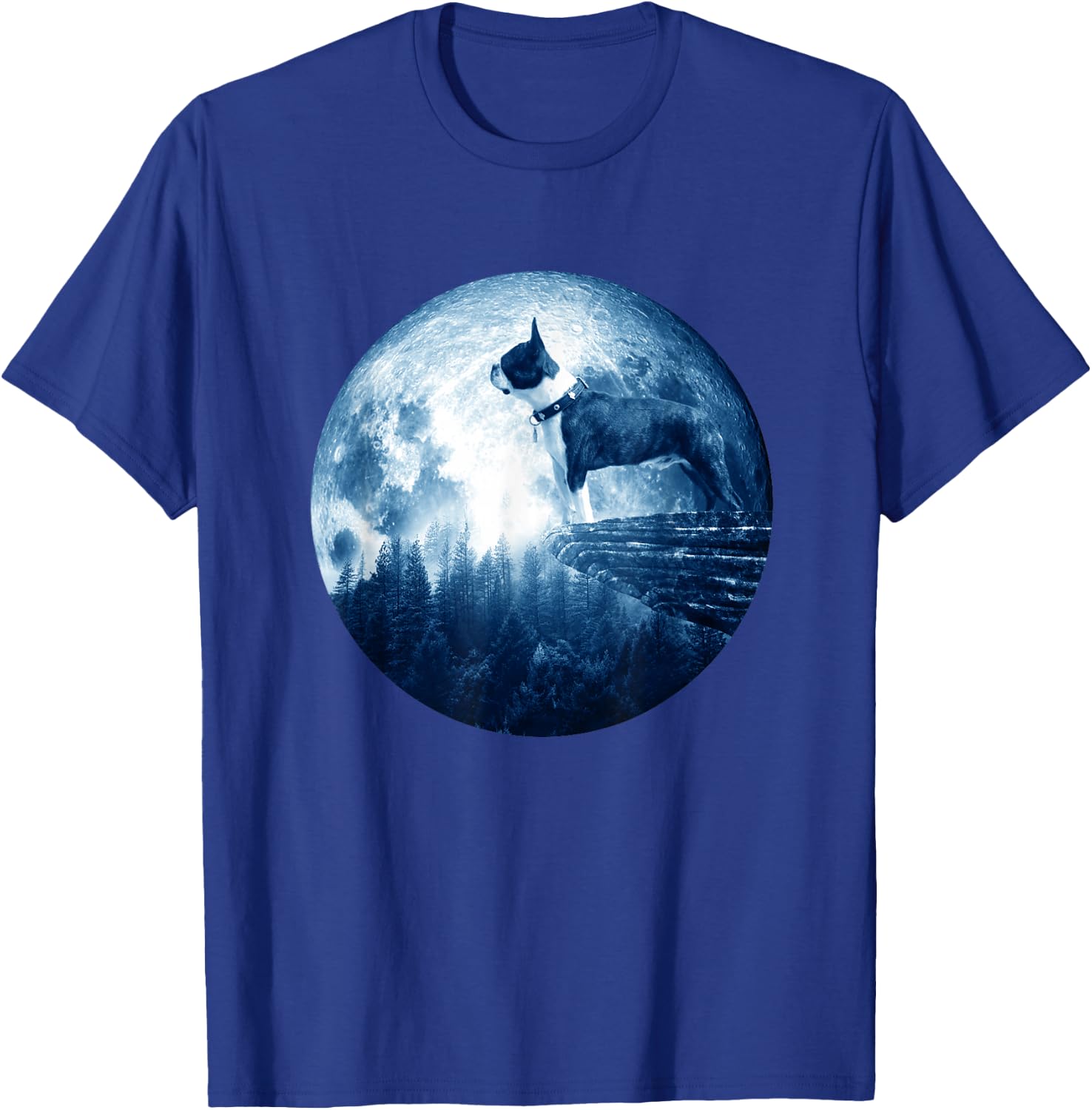 Boston Terrier Dog Moon Dog Mom Dad Women Men Dog Lovers T-Shirt - T-Shirt | Royal