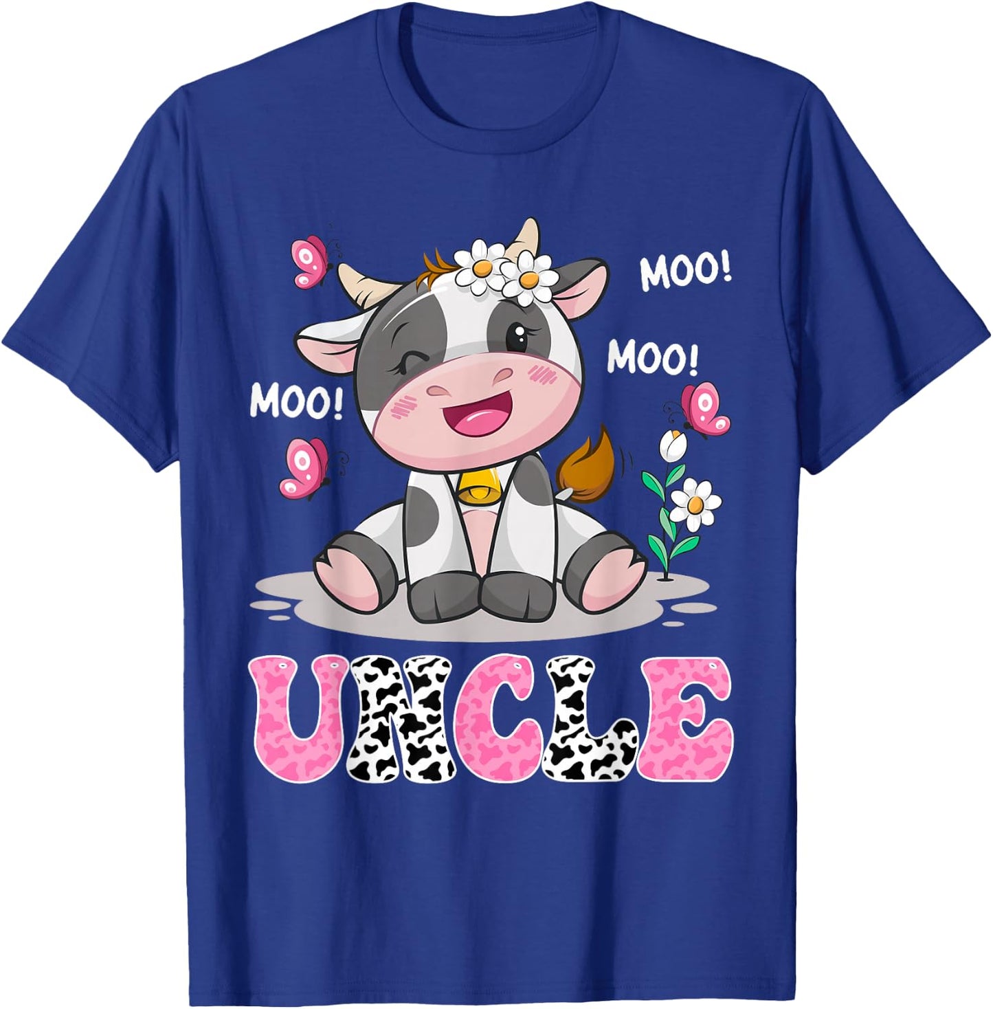 Uncle Cute Cow Moo Moo Farmer Birthday Family Matching T-Shirt - T-Shirt | Royal