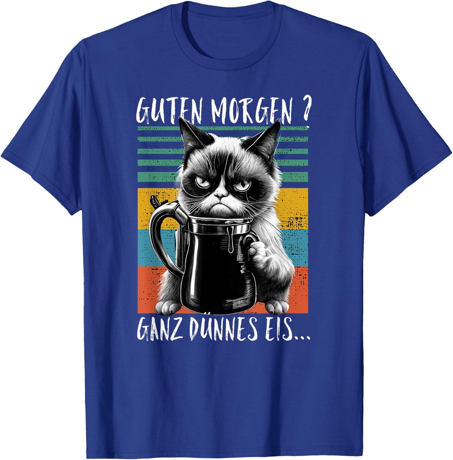 Guten Morgen ganz thin Eis... [German Language] Cat Kaffee, black T-Shirt - T-Shirt | Royal