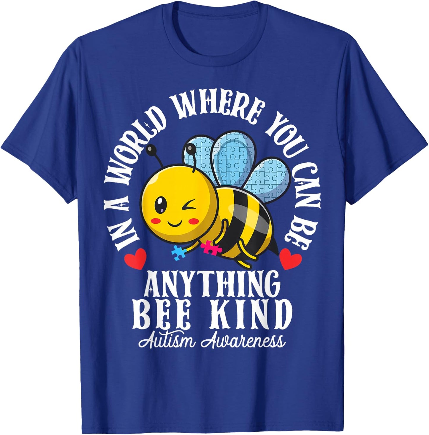Funny Autism Awareness Bee Kind Autistic Cute Autism Be Kind T-Shirt - T-Shirt | Royal