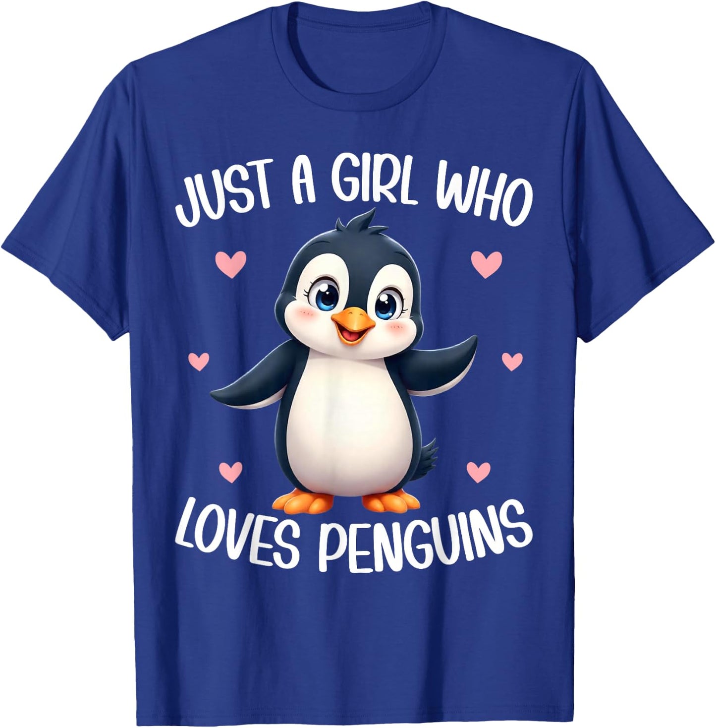 Just A Girl Who Loves Penguins Kids Girls Cute Penguin Lover T-Shirt - T-Shirt | Royal