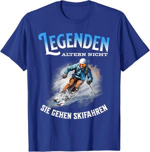 Legends Don't Age They Go Skiing , black T-Shirt - T-Shirt | Royal