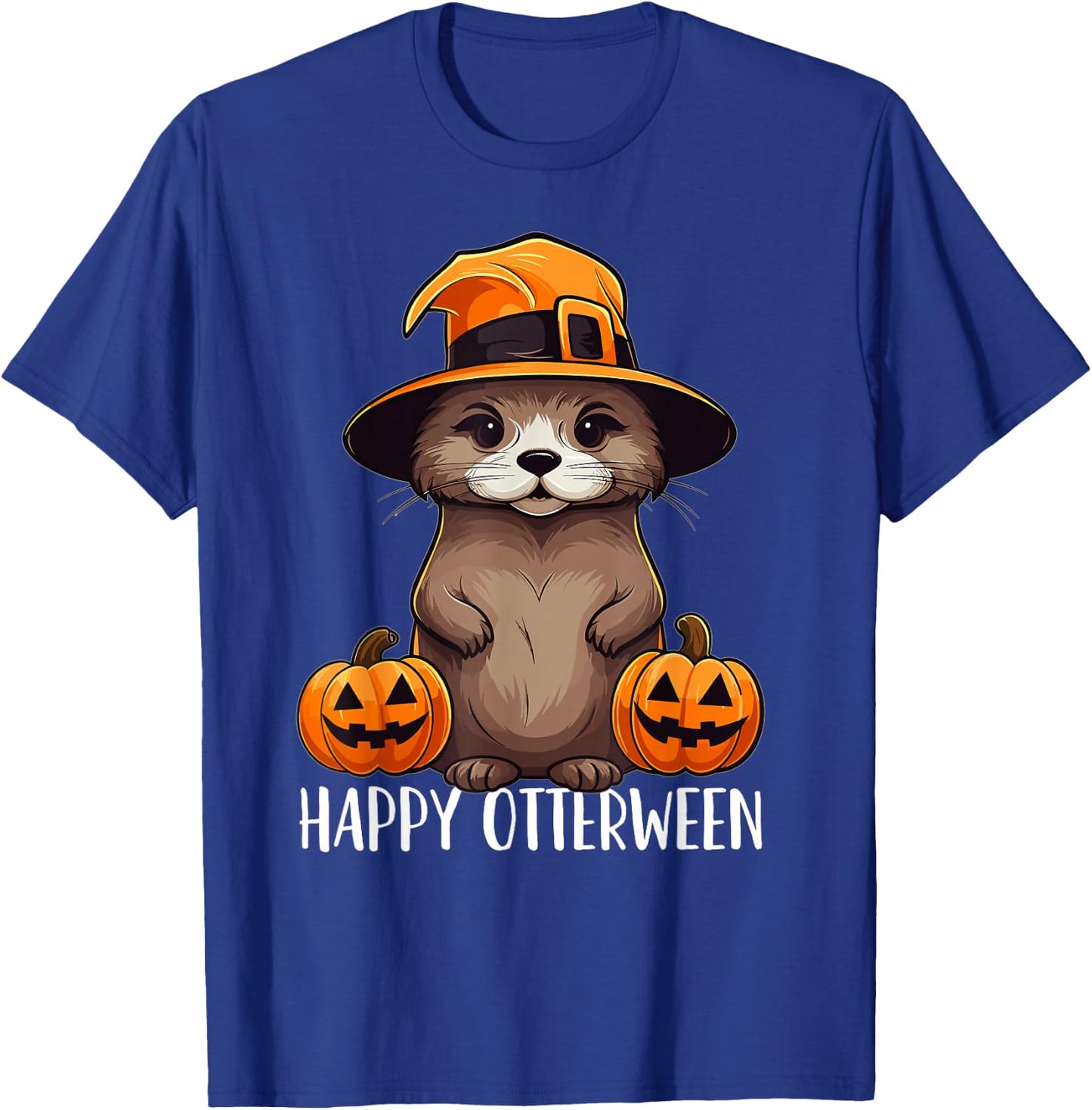 Happy Otterween Cute Sea Otter Halloween Hat Costume Kids T-Shirt - T-Shirt | Royal