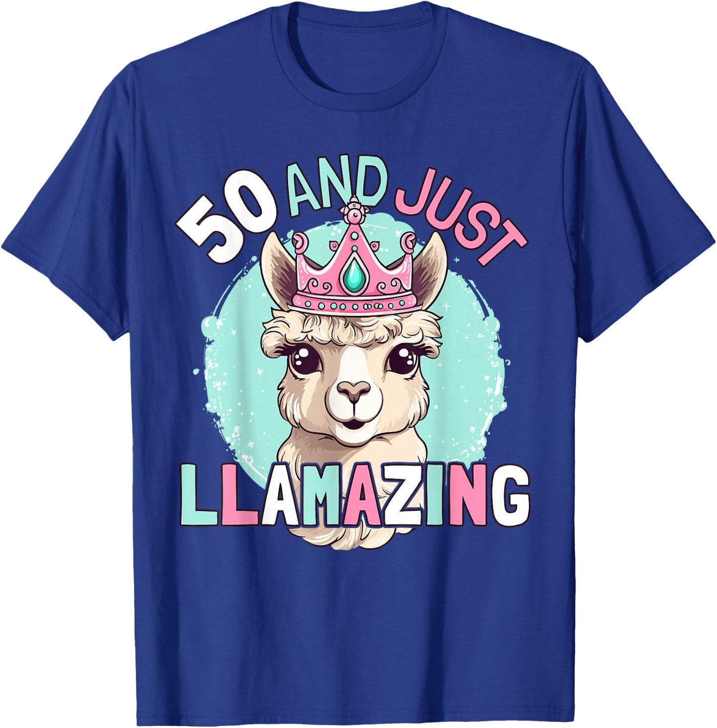 50th Birthday Llama Lover Funny Age 50 Years T-Shirt - T-Shirt | Royal