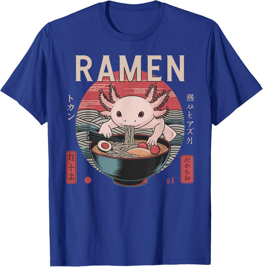 Anime Axolotl Manga Kawaii Otaku Neko Japanese Ramen Axolotl T-Shirt - T-Shirt | Royal