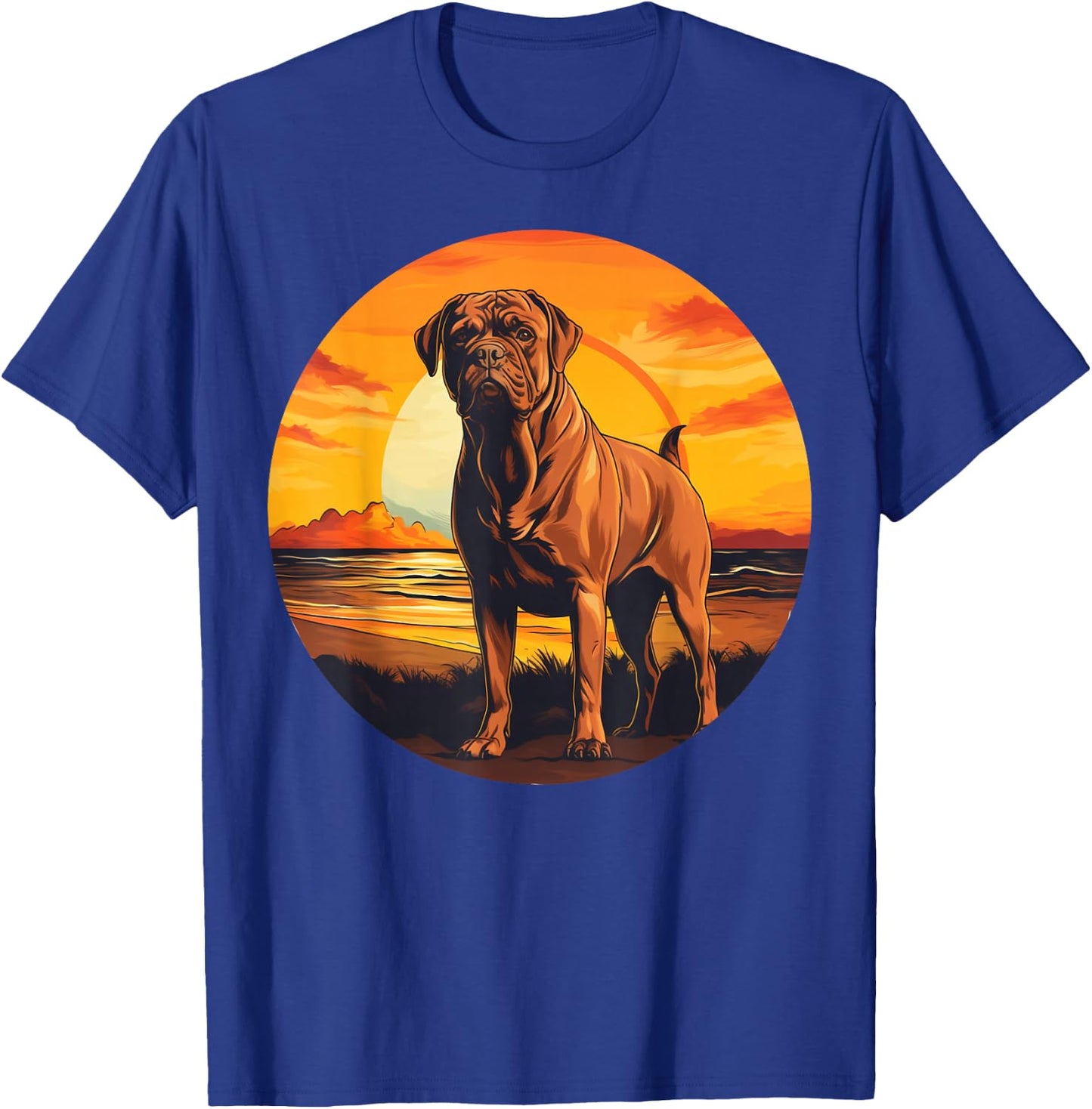Retro Vintage Dogue de Bordeaux Dog Sunset French Mastiff T-Shirt - T-Shirt | Royal