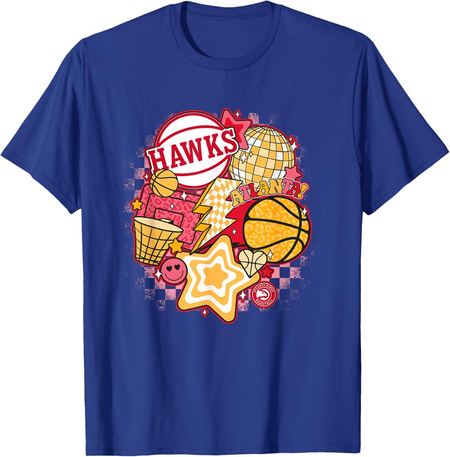 NBA Atlanta Hawks Psychedelic Basketball Collage T-Shirt - T-Shirt | Royal