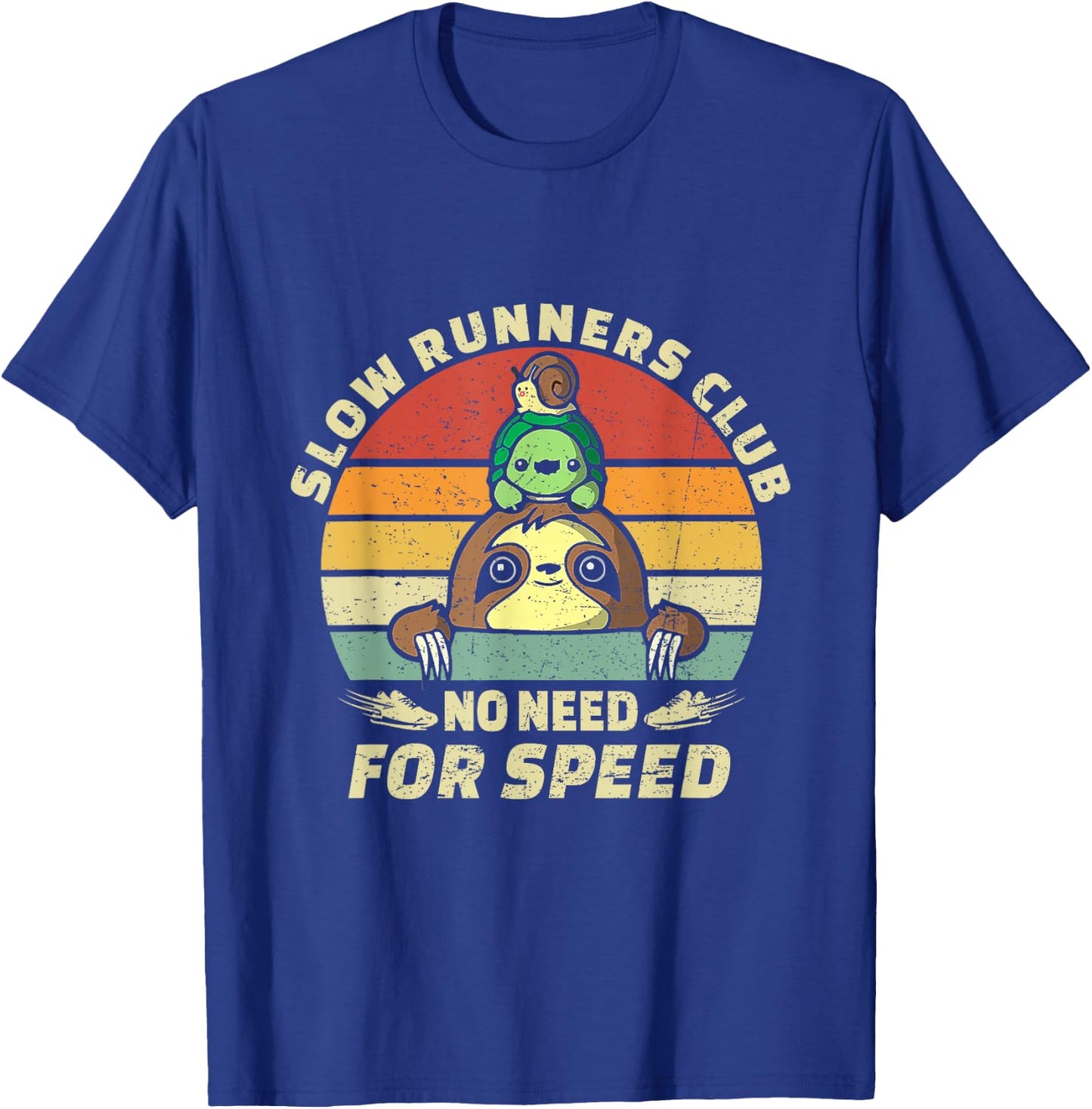 Vintage Retro Funny Sloth Running Team Slow Runners Club T-Shirt - T-Shirt | Royal