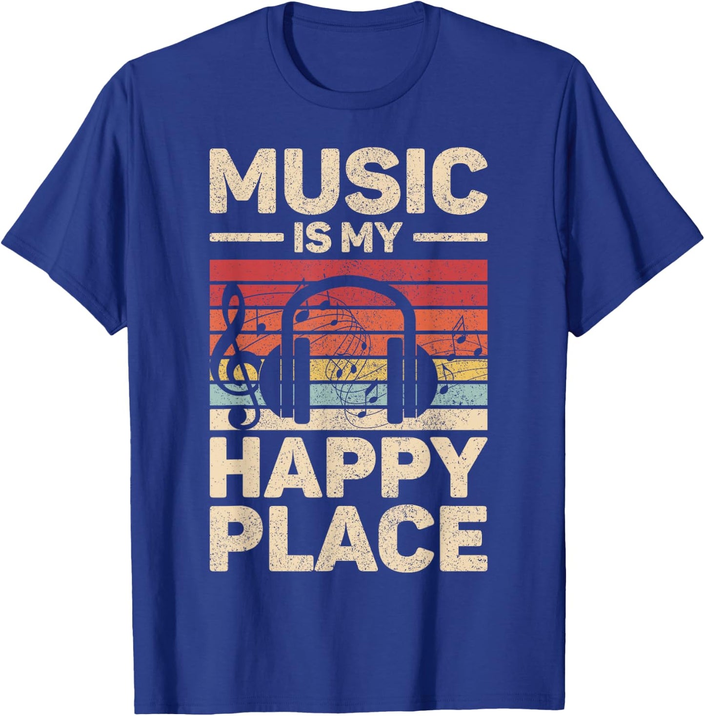 Music Is My Happy Place Musician Outfit EDM Music Lovers DJ T-Shirt - T-Shirt | Royal