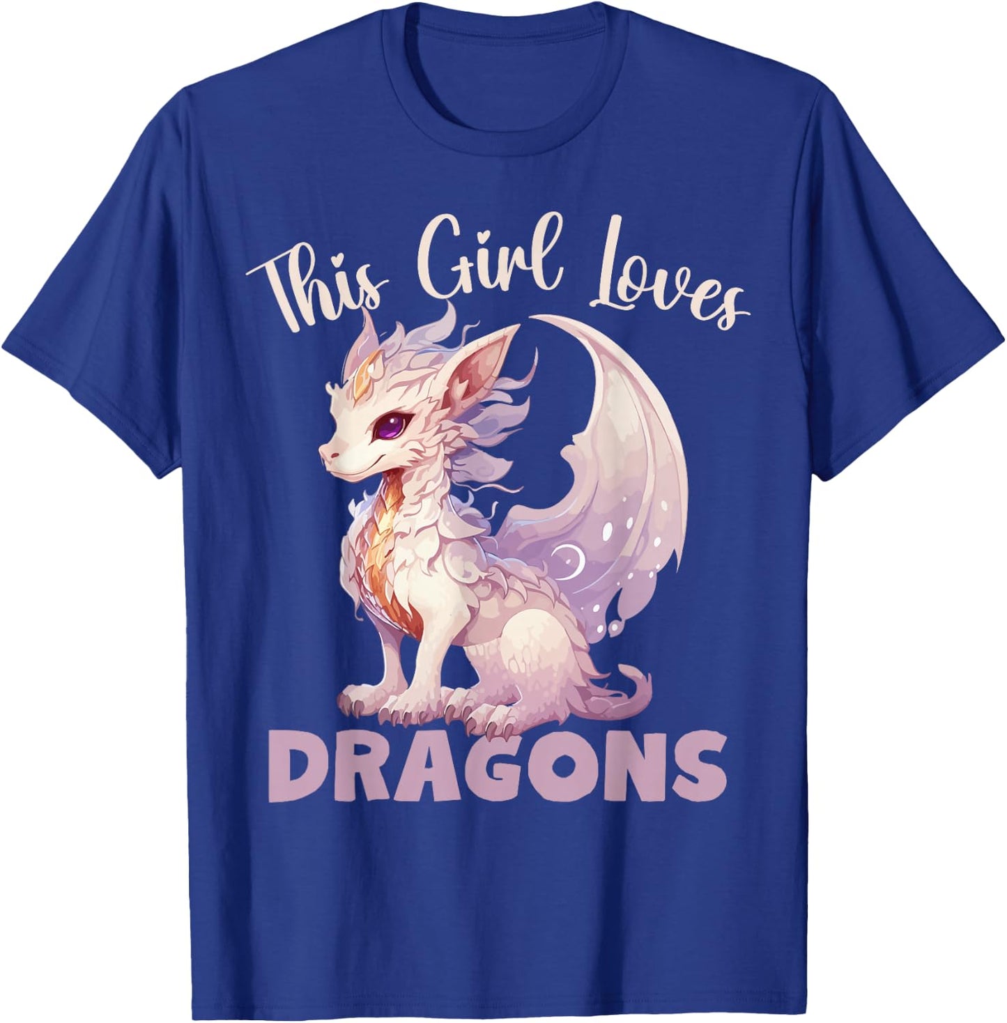 This Girl Loves Dragon for Girls in Pink and Purple , Black, S T-Shirt - T-Shirt | Royal