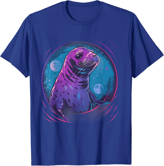 Seal Sea Ocean Animal Lover Artwork Motif Marine Mammal T-Shirt - T-Shirt | Royal