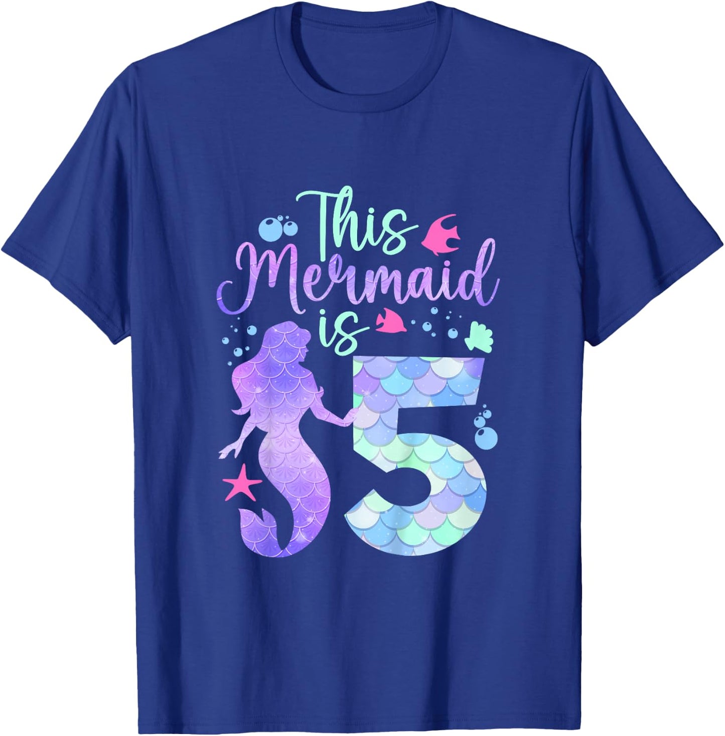 Kids This Mermaid is 5 Birthday Girls Mermaid T-Shirt - T-Shirt | Royal