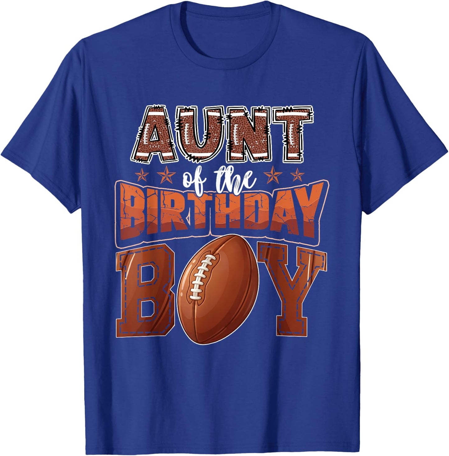 Aunt of The Birthday Boy Game Day Football T-Shirt - T-Shirt | Royal