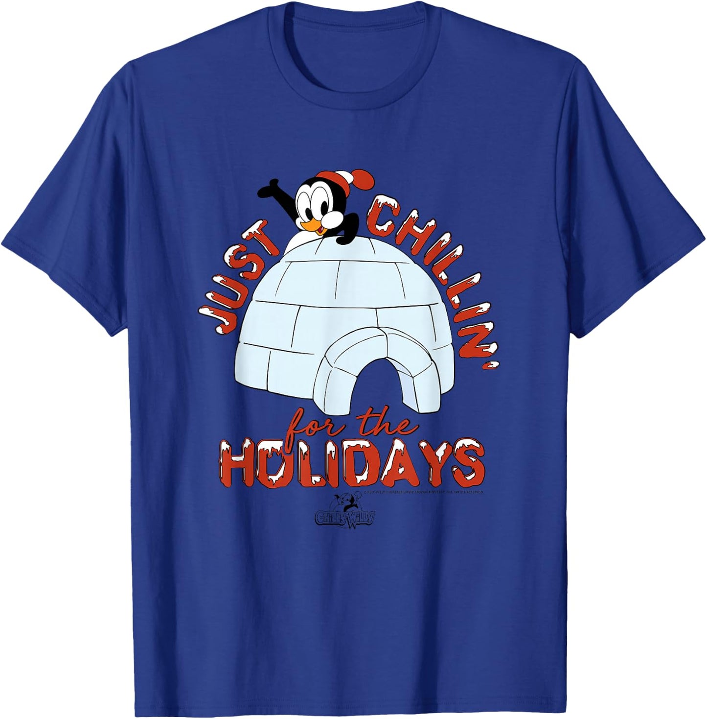Chilly Willy - , Blue, Short Sleeve, Size Small, Casual, Cartoon Graphic, Holiday Theme T-Shirt - T-Shirt | Royal