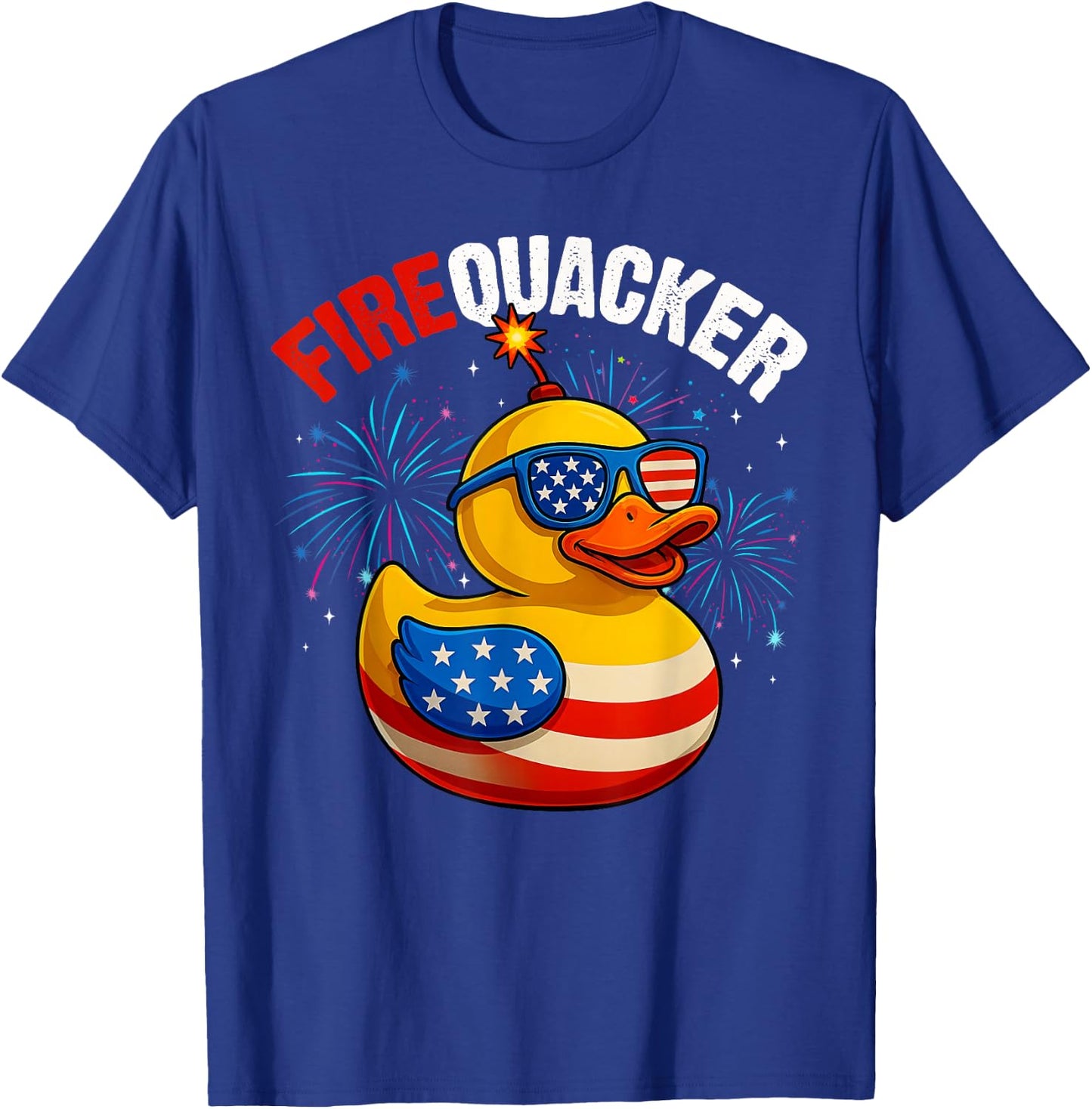 Funny Fourth of July Duck Firequacker Patriotic 4th of July T-Shirt - T-Shirt | Royal