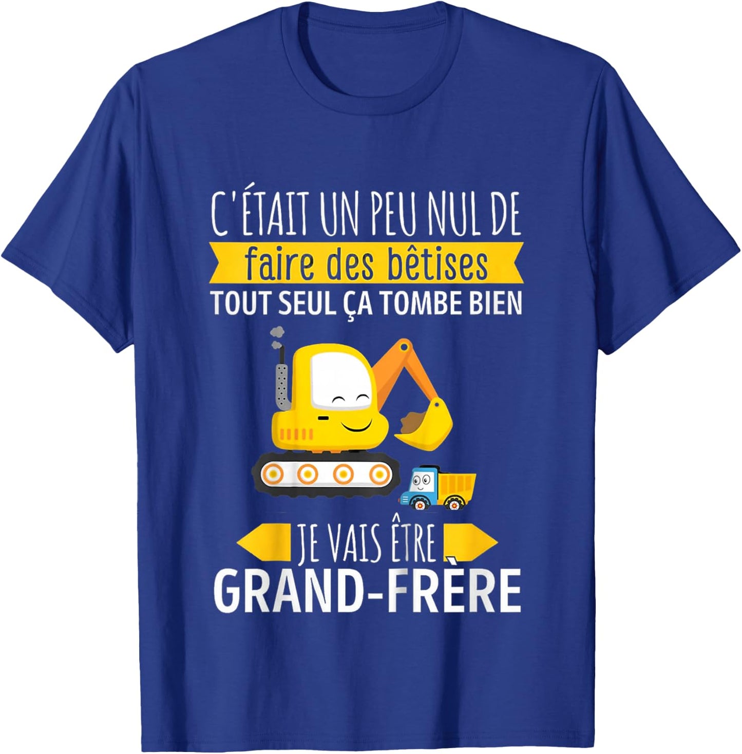 Child Future Big Brother 2024 Construction Excavator , Black, 2 T-Shirt - T-Shirt | Royal