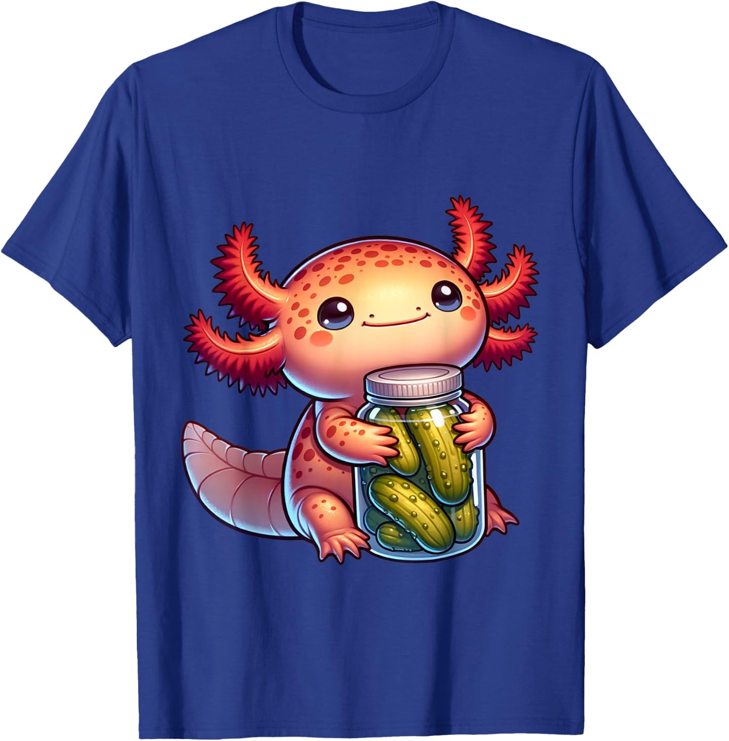 Cute Axolotl With Pickles. Funny Axolotl And Pickles Lover T-Shirt - T-Shirt | Royal