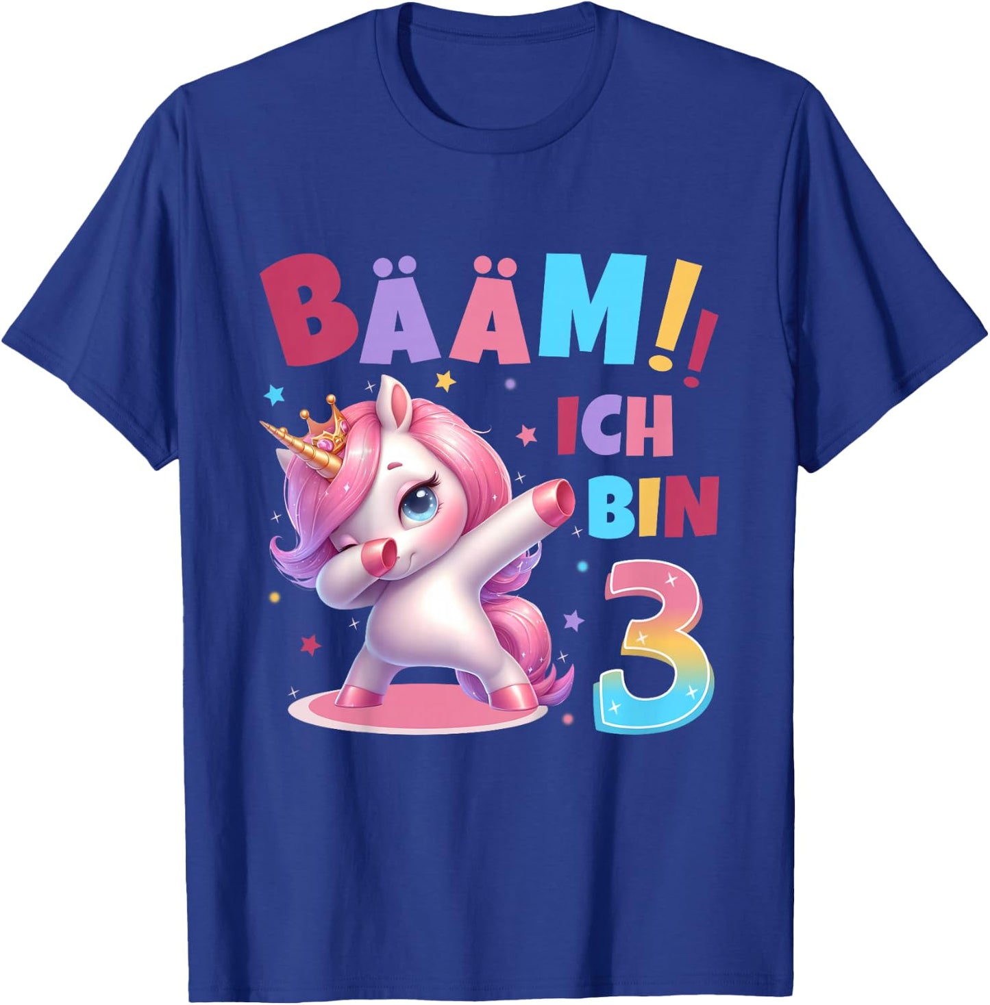 Children's 3rd Birthday Girl 3 Years Unicorn Party Outfit Unicorn , black T-Shirt - T-Shirt | Royal
