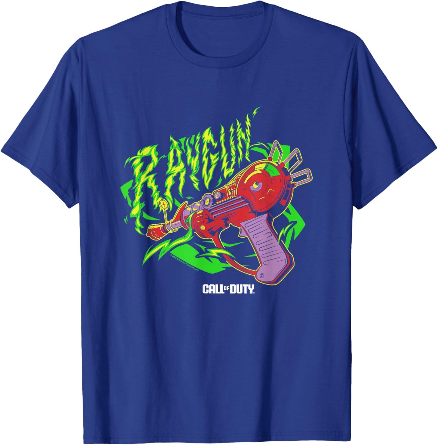 Call Of Duty Raygun Zombie Green Neon Big Chest Retro Logo , Black, S T-Shirt - T-Shirt | Royal