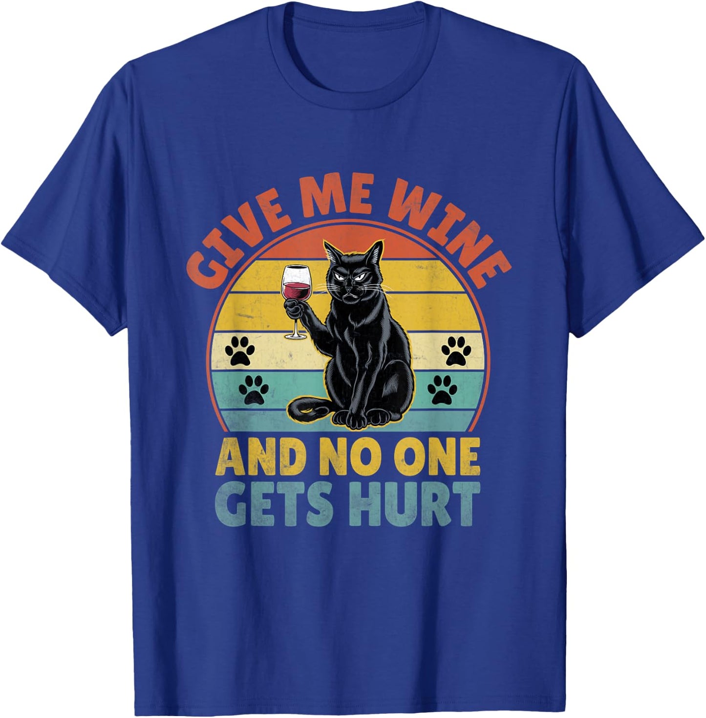 Give Me Wine Cat Lover Funny Kitten Kitty Feline Women T-Shirt - T-Shirt | Royal