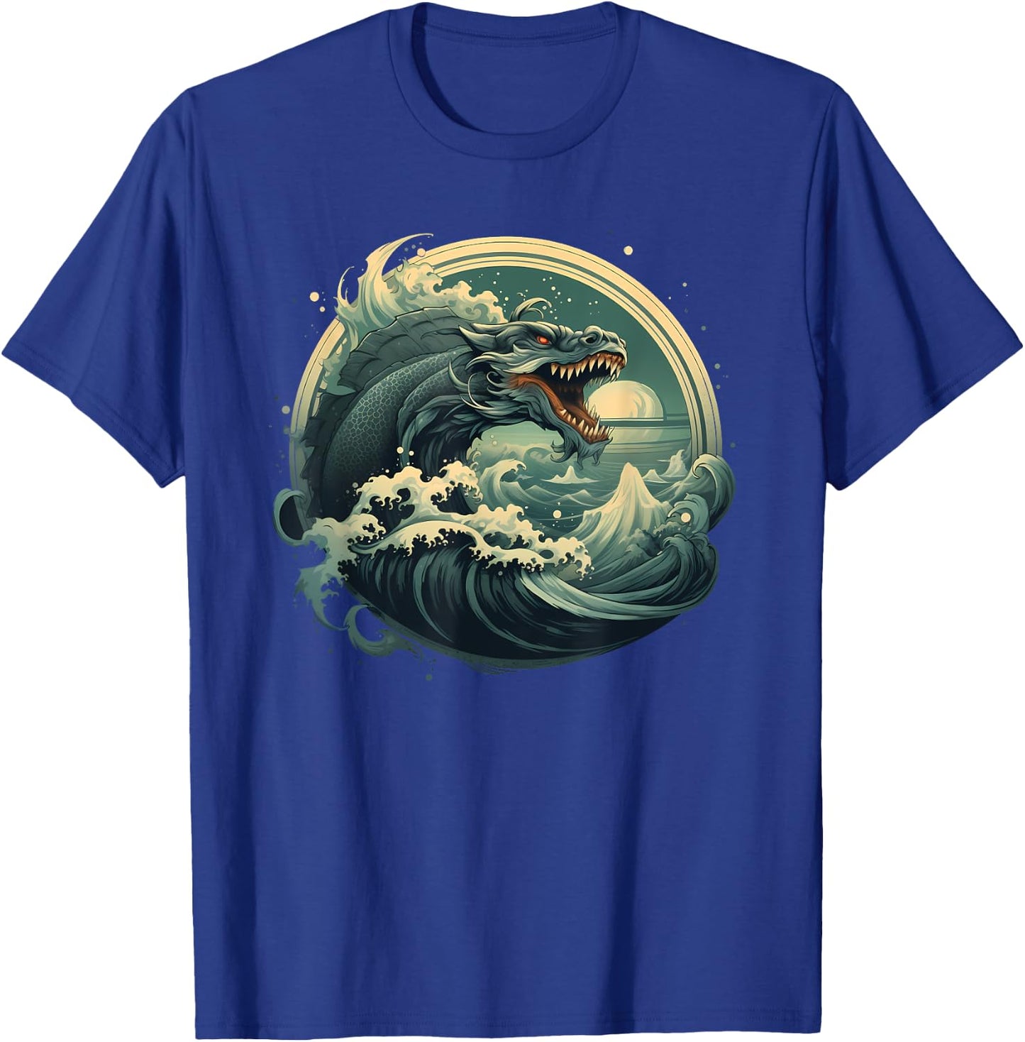 Sea Monster Leviathan Ocean Creature Vintage Art Graphic T-Shirt - T-Shirt | Royal