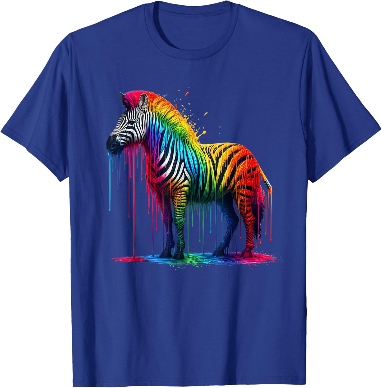 Zebra Rainbow Painted Dripping Zebra Lovers Cute Zoo Animal T-Shirt - T-Shirt | Royal