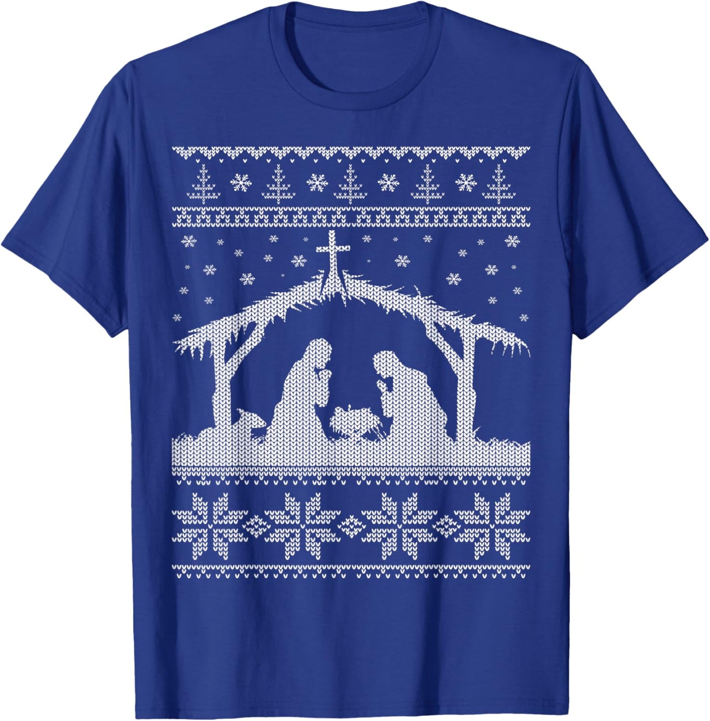 Nativity Scene Ugly Christmas Sweater Design Shirt T-Shirt - T-Shirt | Royal