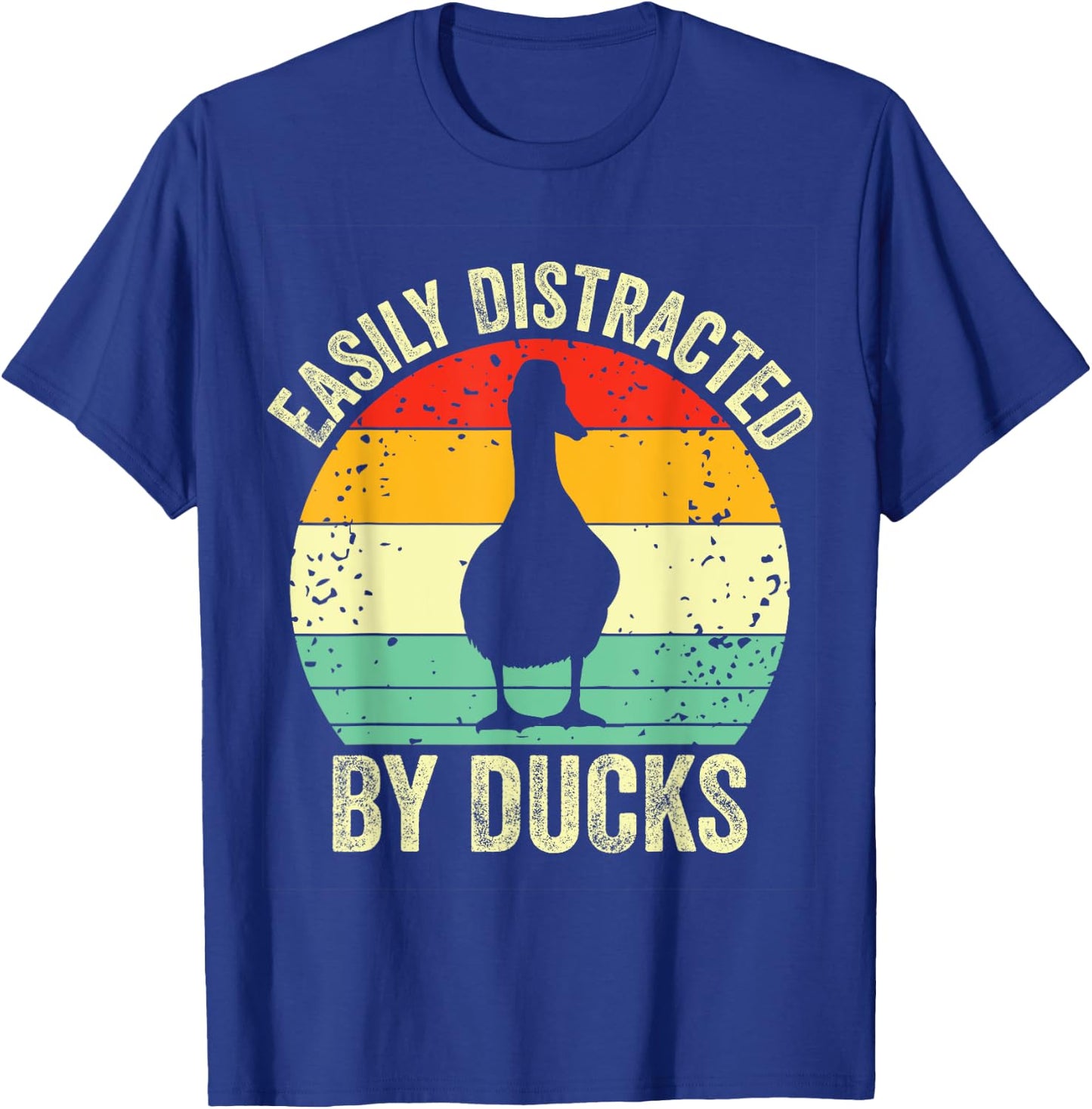 Duck Easily Distracted By Ducks Vintage Farmer Ducks Lover T-Shirt - T-Shirt | Royal