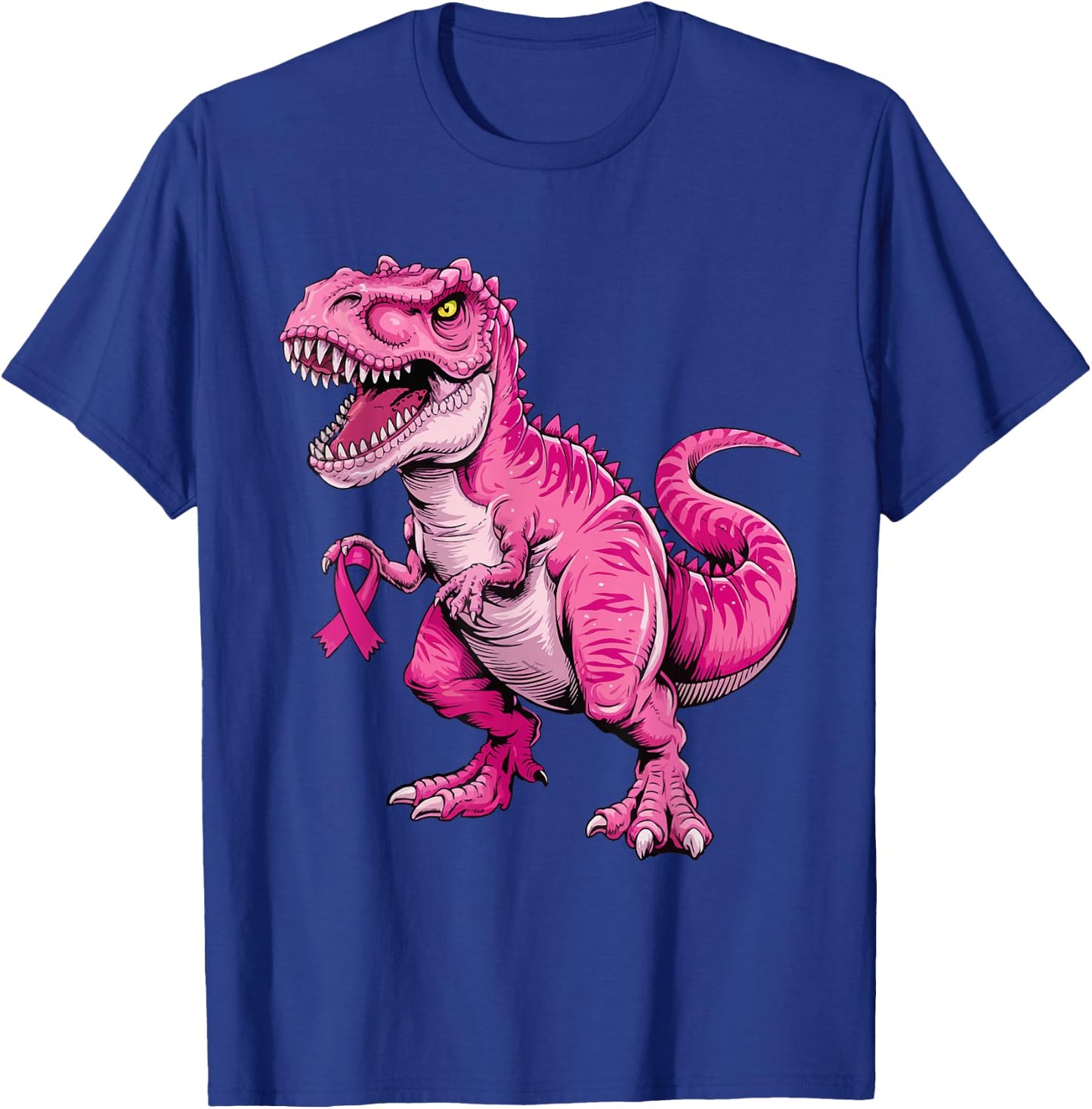 Dinosaur Breast Cancer Awareness Pink Ribbon For Kids Boys T-Shirt - T-Shirt | Royal