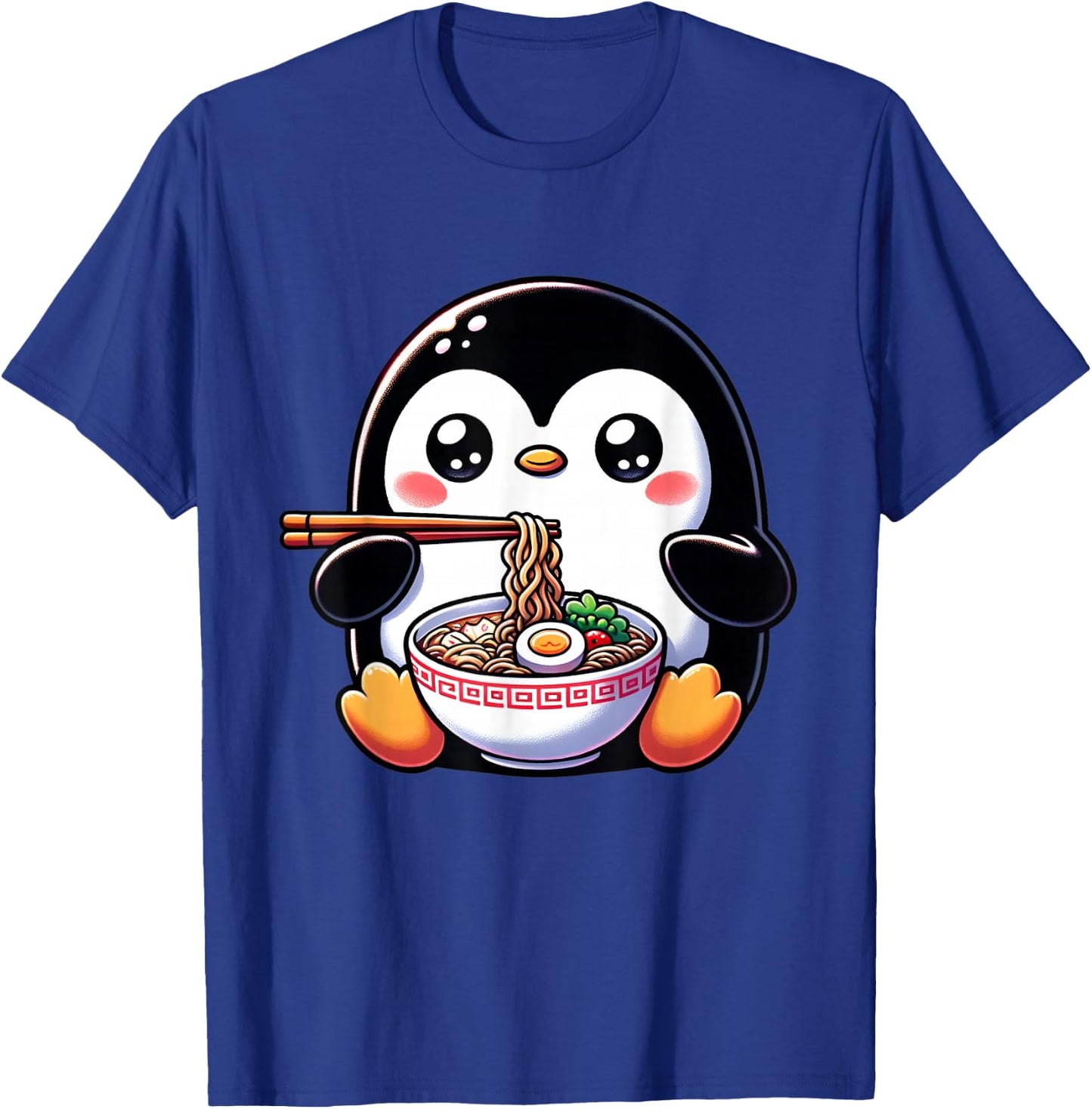 Kawaii Penguin Eating Ramen Noodles T-Shirt - T-Shirt | Royal