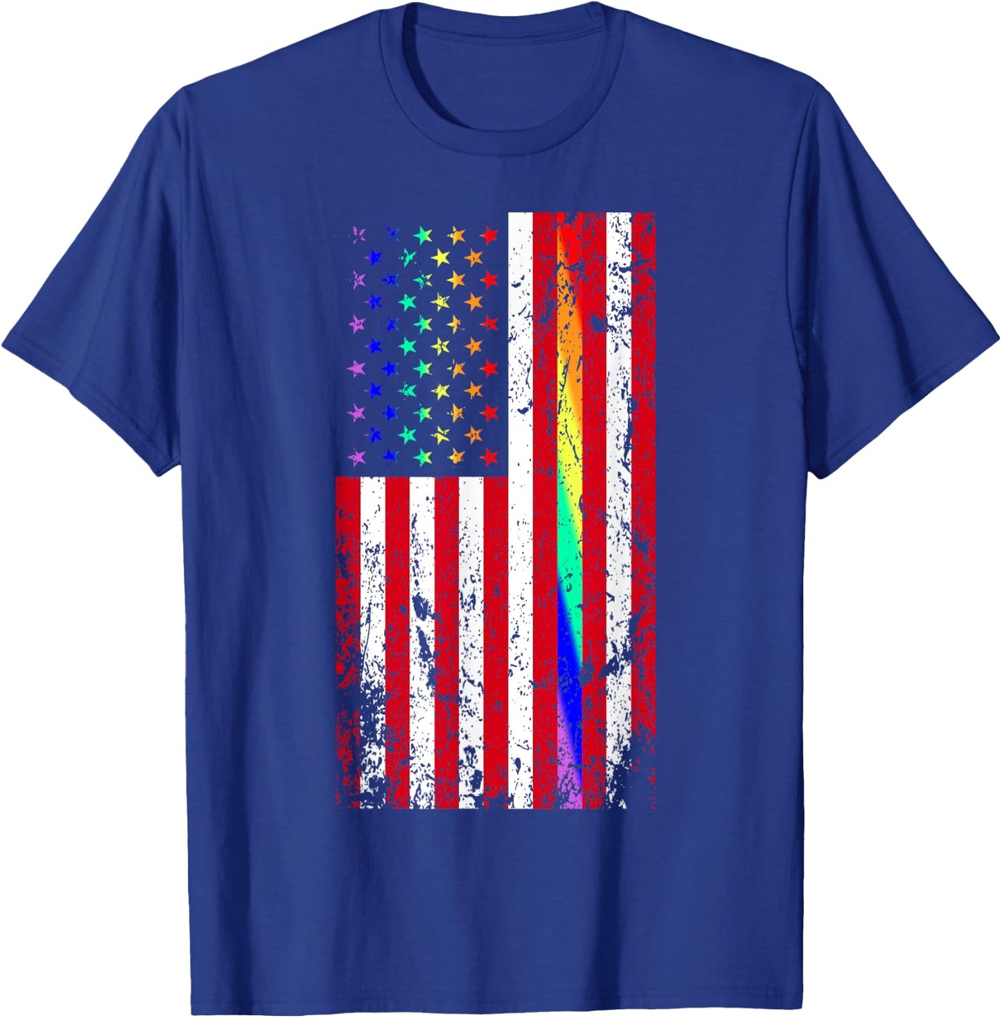 USA Gay Pride Flag Rainbow Stars & Line Gay LGBT 4th of July T-Shirt - T-Shirt | Royal
