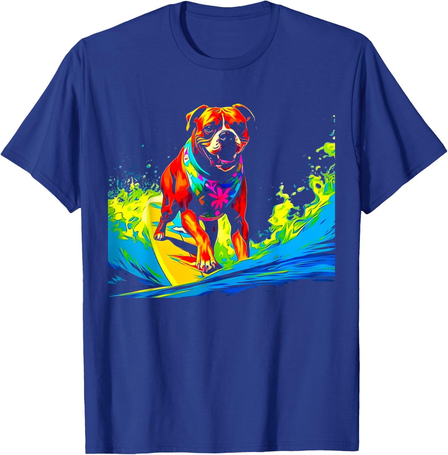Boxer Dog Pop Art Surf T-Shirt - T-Shirt | Royal
