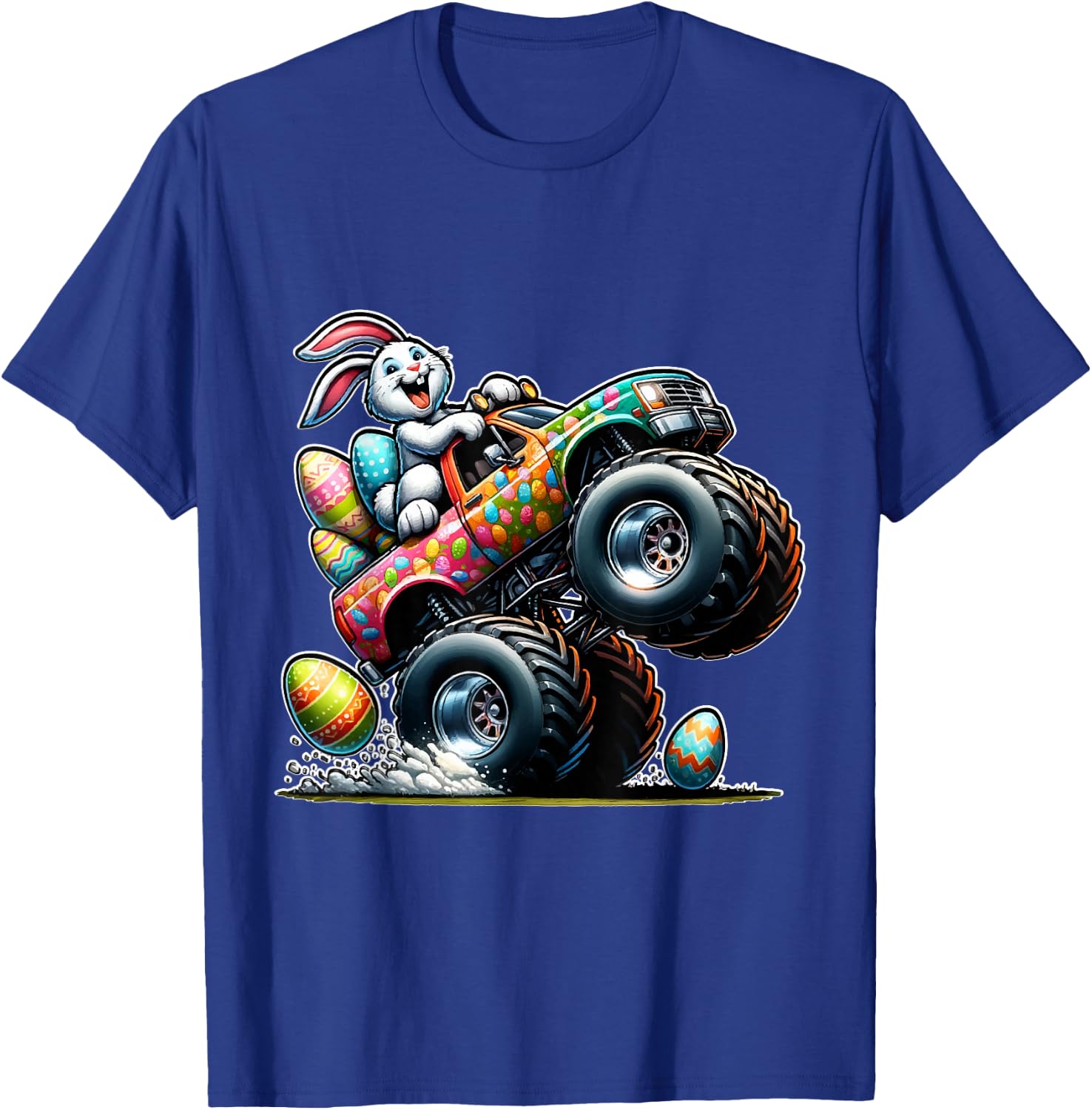 Happy Easter Eggs Monster Truck Easter Bunny T-Shirt - T-Shirt | Royal