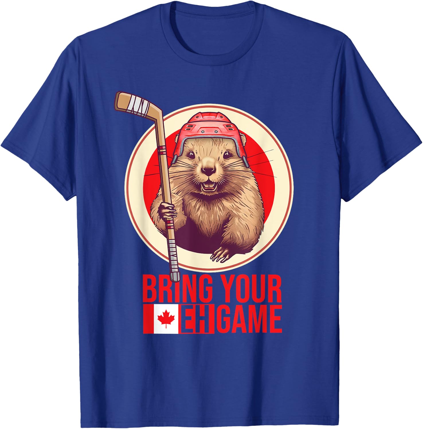 Canadian Hockey Beaver. Canada day, bring your eh! game T-Shirt - T-Shirt | Royal