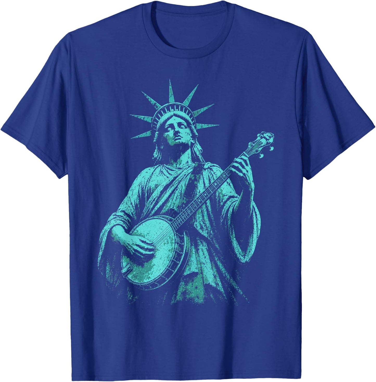 4th of July Statue of Liberty Banjo 1776 2026 T-Shirt - T-Shirt | Royal