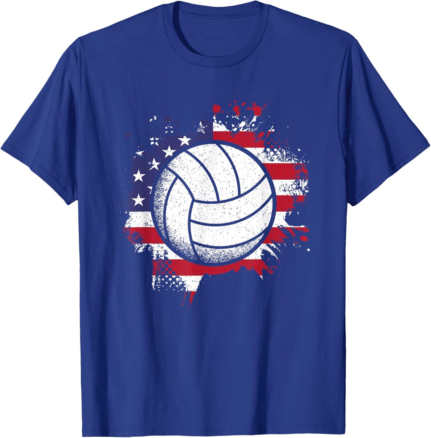 Volleyball American Flag Volleyball Lover Men Women Kids T-Shirt - T-Shirt | Royal