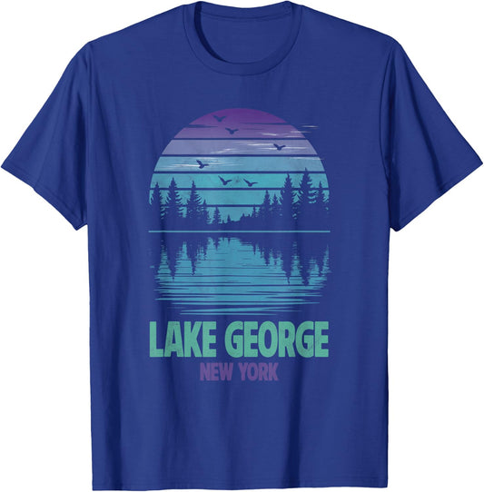 Lake George New York Outdoors Vintage T-Shirt - T-Shirt | Royal