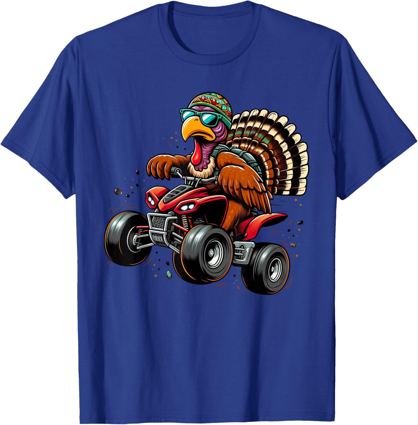 Funny Turkey Thanksgiving ATV 4 Wheeler Kids Men T-Shirt - T-Shirt | Royal