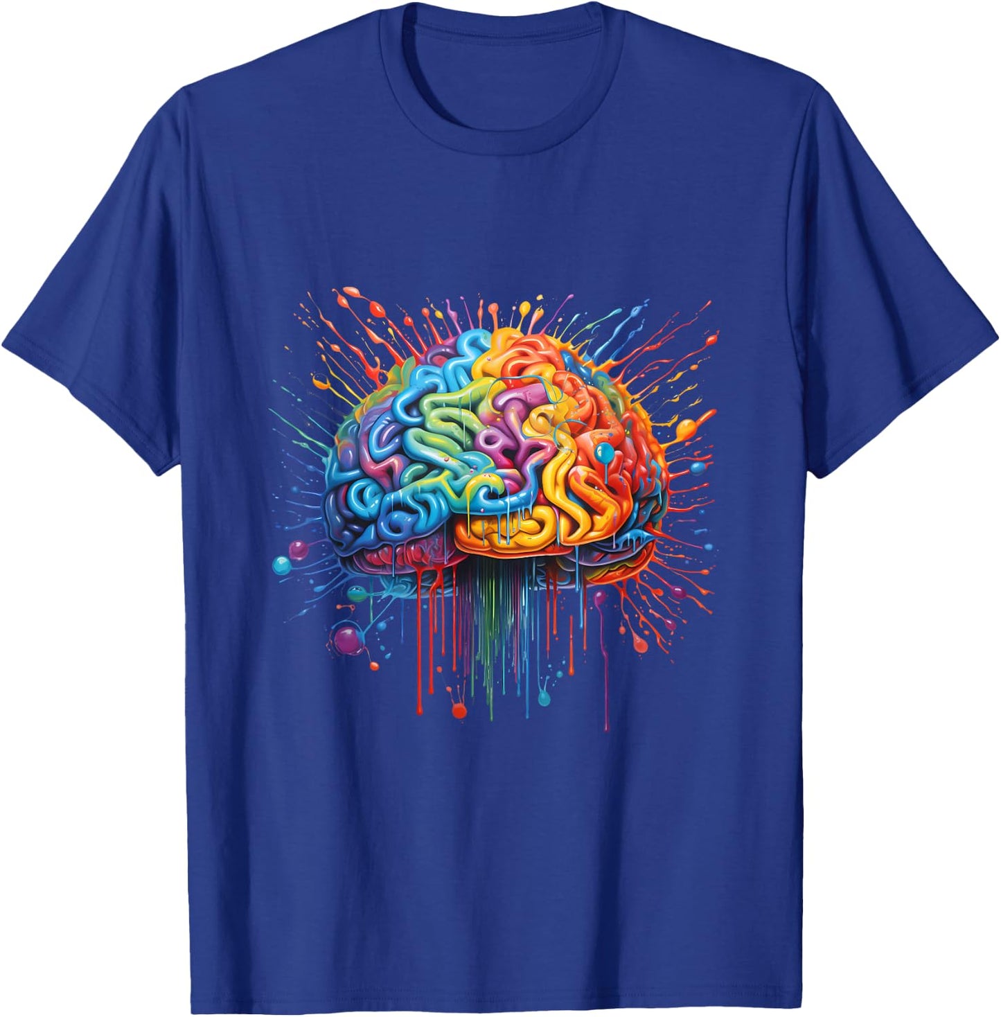 Colourful Artistic Brain - ADHD Autism , black T-Shirt - T-Shirt | Royal