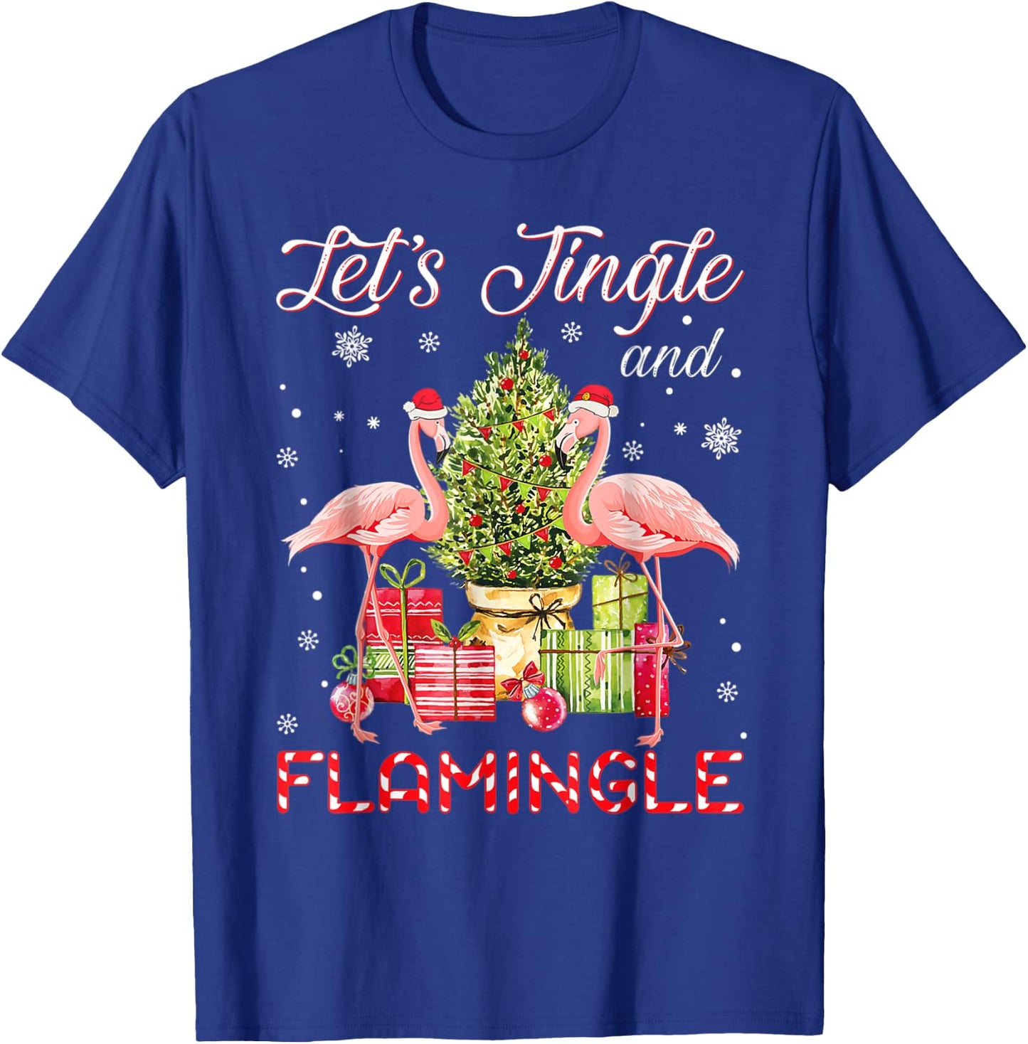 Christmas Flamingo Let's Jingle And Flamingle T-Shirt - T-Shirt | Royal