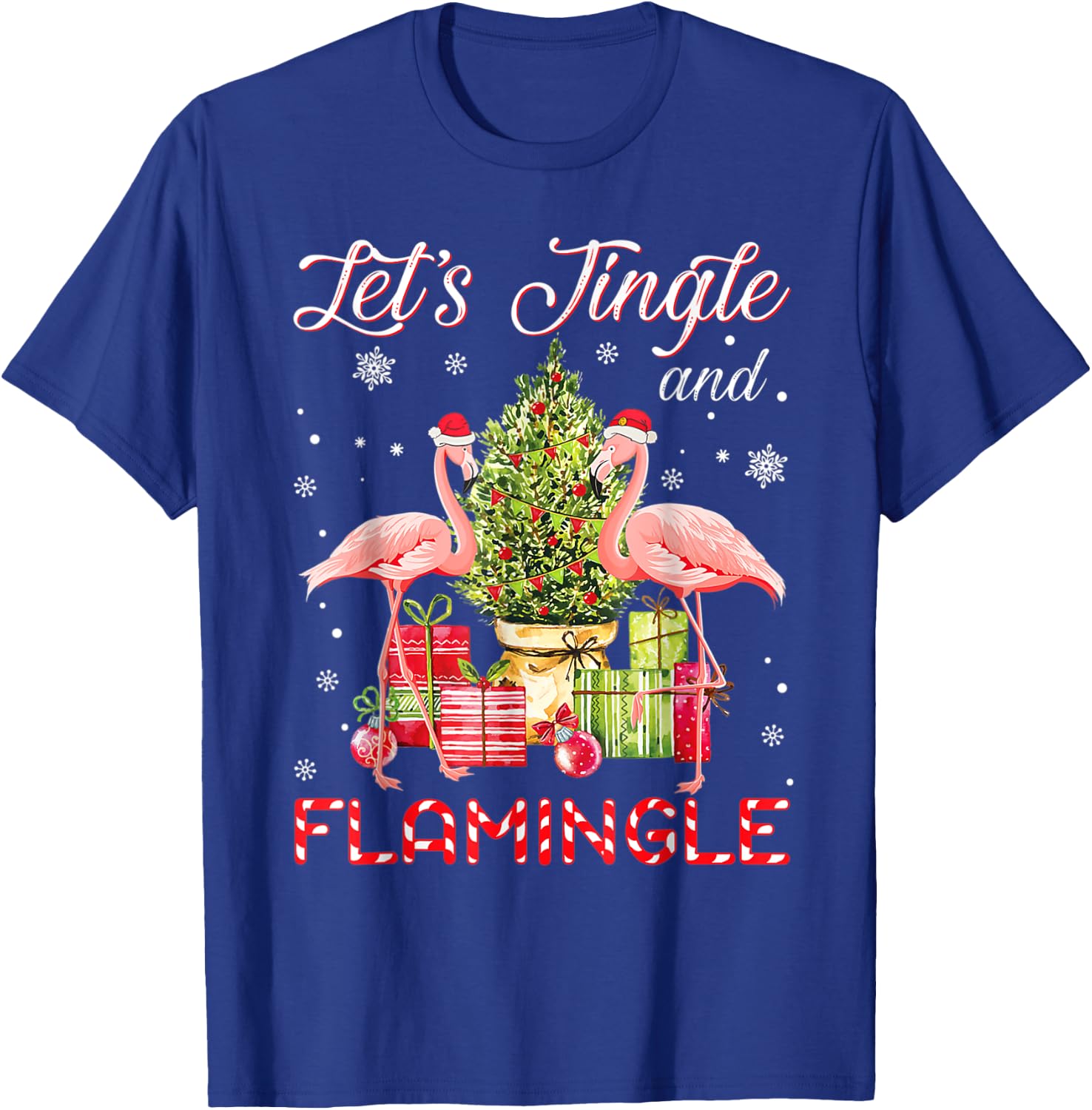 Christmas Flamingo Let's Jingle And Flamingle T-Shirt - T-Shirt | Royal
