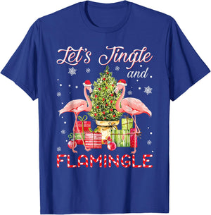 Christmas Flamingo Let's Jingle And Flamingle T-Shirt - T-Shirt | Royal
