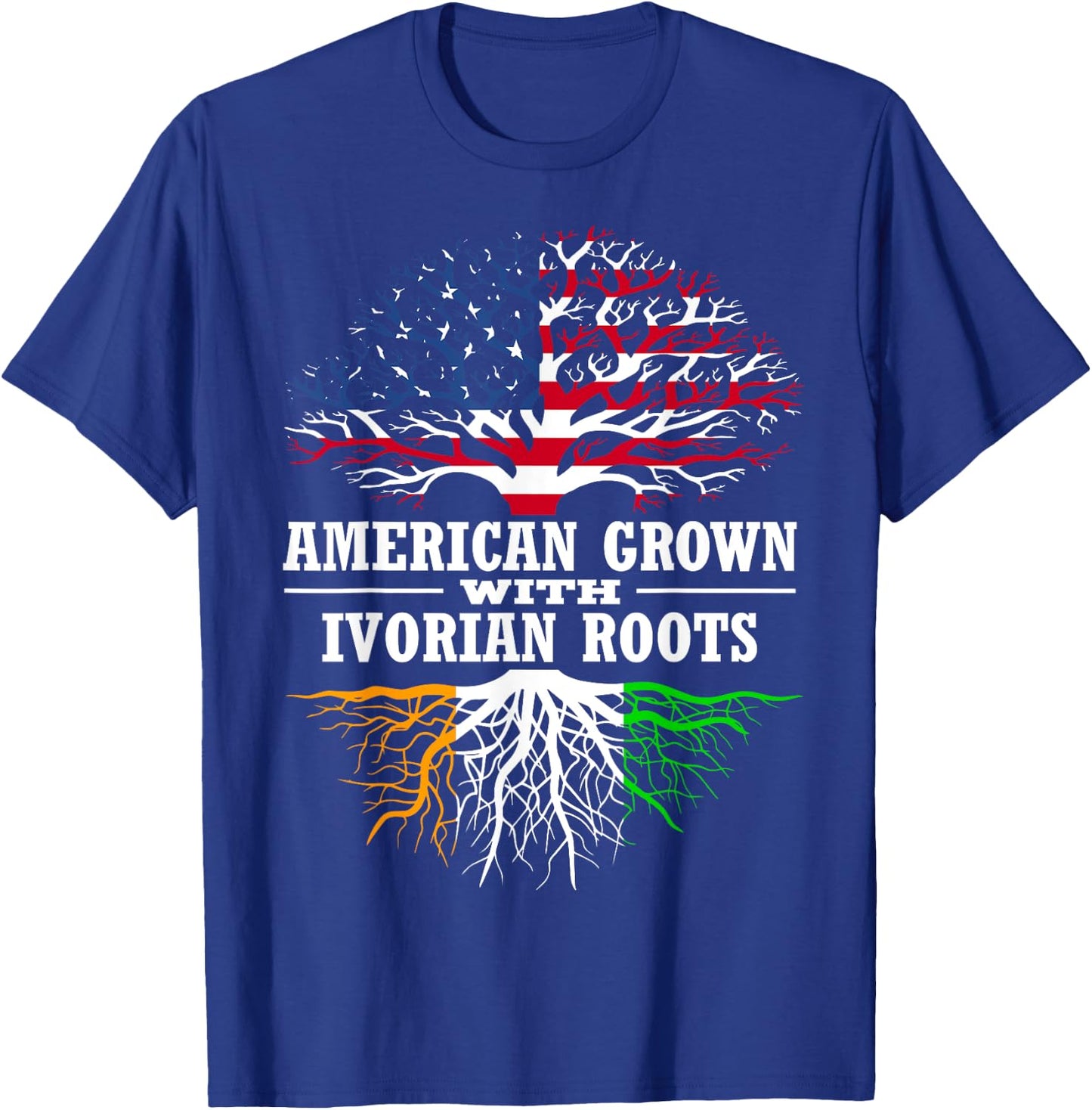 American Grown with Ivorian Roots Tree USA Ivory Coast Flag T-Shirt - T-Shirt | Royal