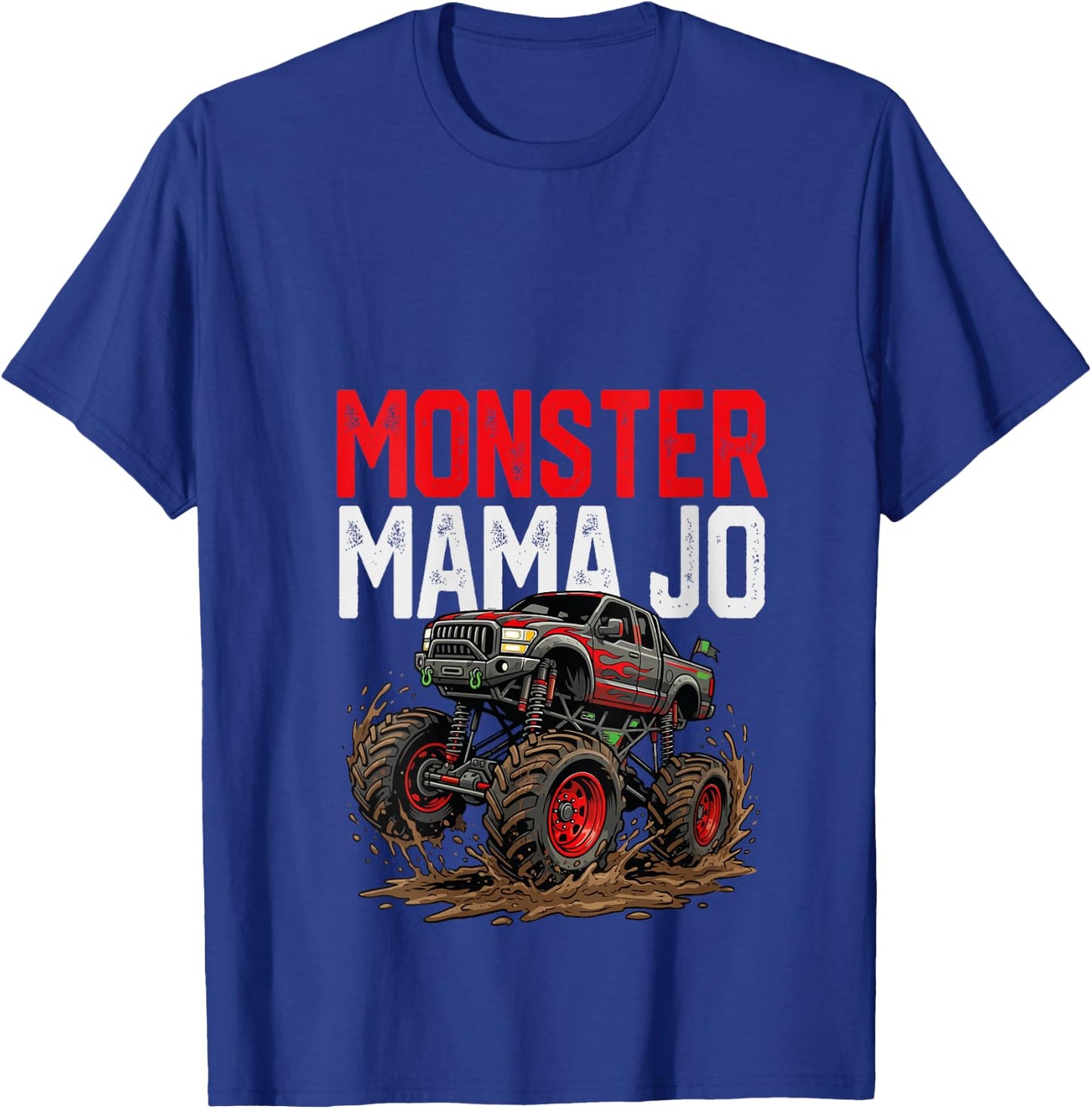 Women's Monster Mama JO Monster Truck Mothers Day Family Matching V-Neck T-Shirt - T-Shirt | Royal