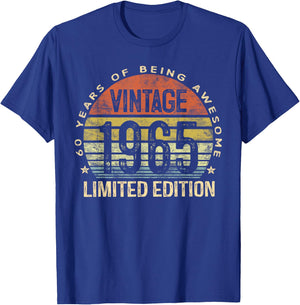 Vintage 1965 Limited Edition 60-Year-Old Gifts 60th Birthday T-Shirt - T-Shirt | Royal