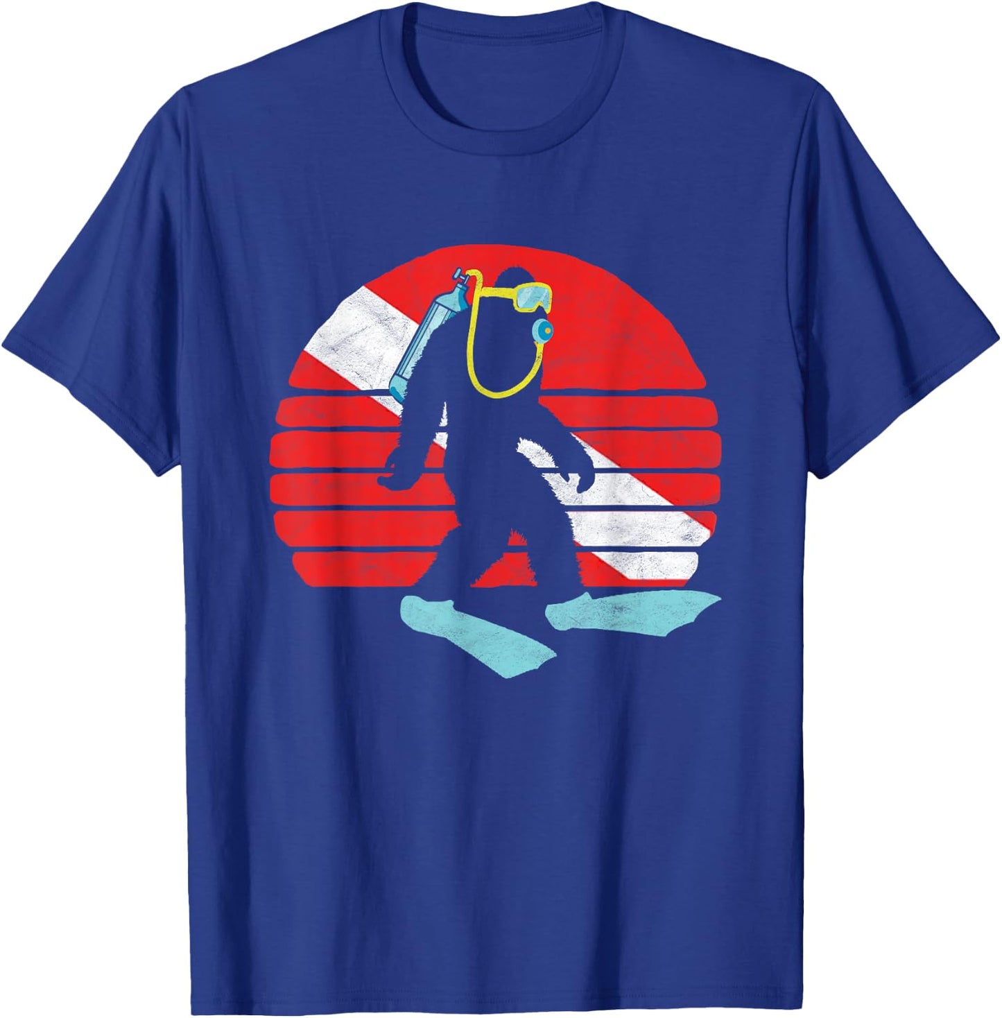Vintage Funny Bigfoot SCUBA Diving Retro Dive Flag T-Shirt - T-Shirt | Royal